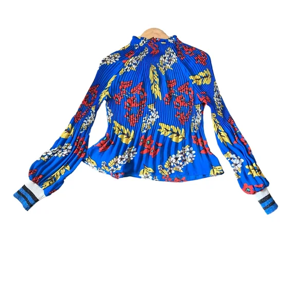 Designer Sample Pleated Floral Chiffon Blouse - UK Size 8/10 -Unique and Elegant - Picture 4 of 13